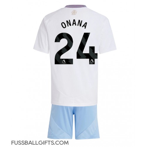 Aston Villa Amadou Onana #24 Fußballbekleidung Auswärtstrikot Kinder 2024-25 Kurzarm (+ kurze hosen)